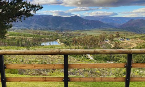 Orchards and dams in the valley below the farm